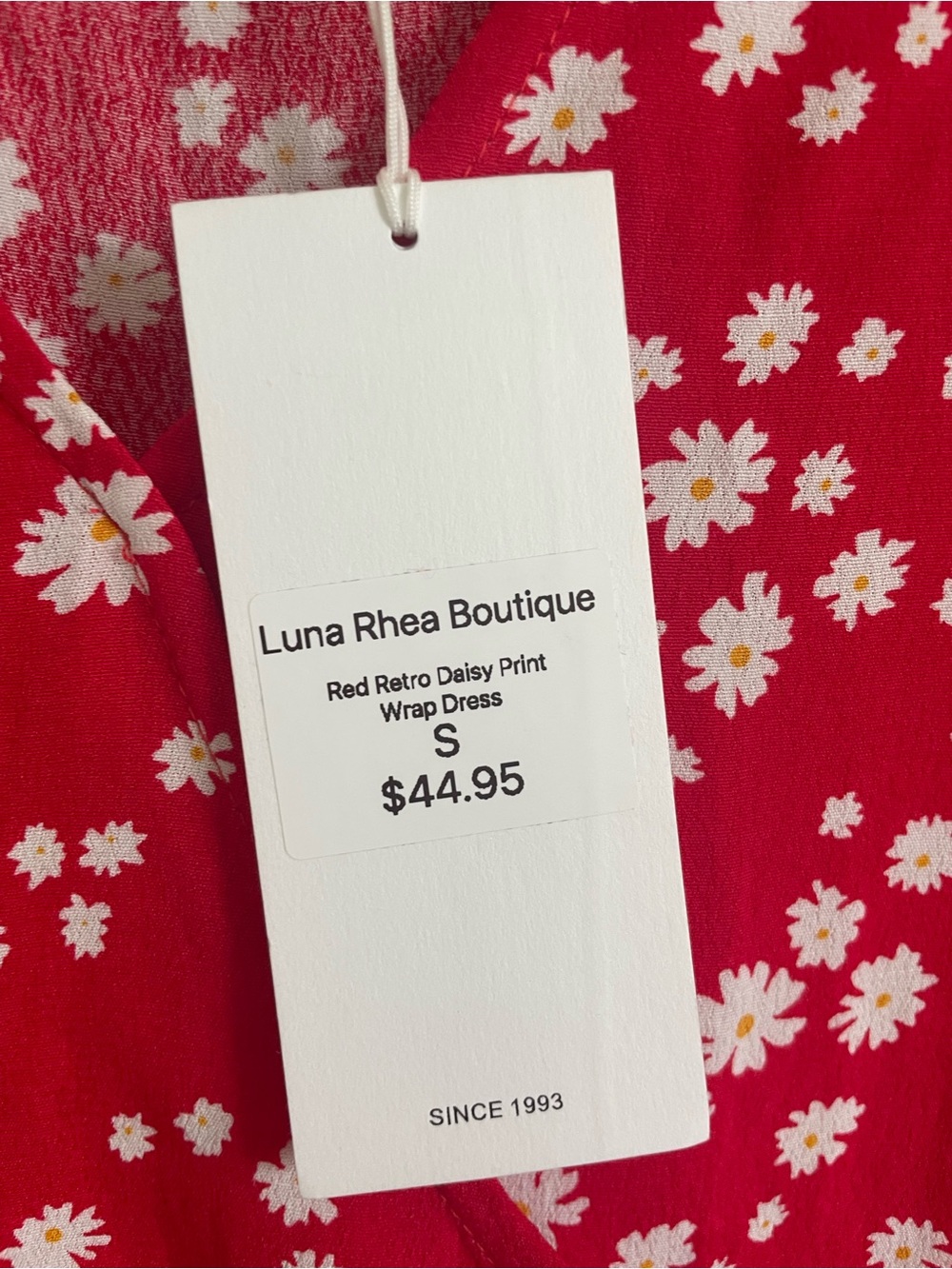 NWT Boutique Red Floral Mini Wrap Dress Modest Summer Dress - Picture 3 of 8